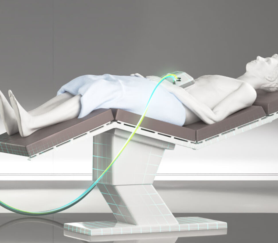 Closeup on person having an aesthetic fat freeze treatment and with highlighted cables belonging to the device