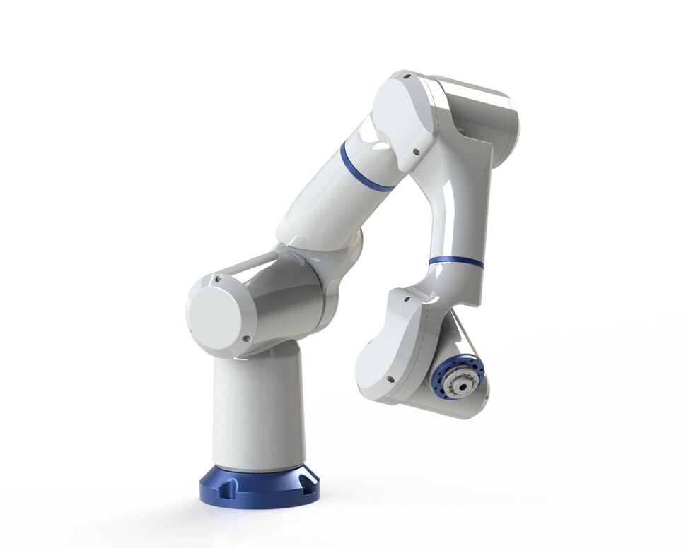 Large 7 axis PULSAR medical robot modular platform, approx. 1,4 m unfolded, aluminim foundries, examplary position 2