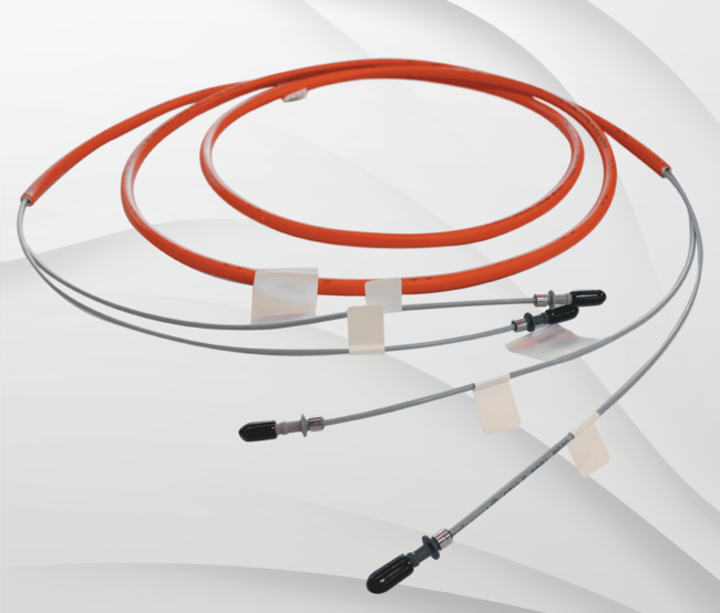 Fiber optic cable with silica core material.