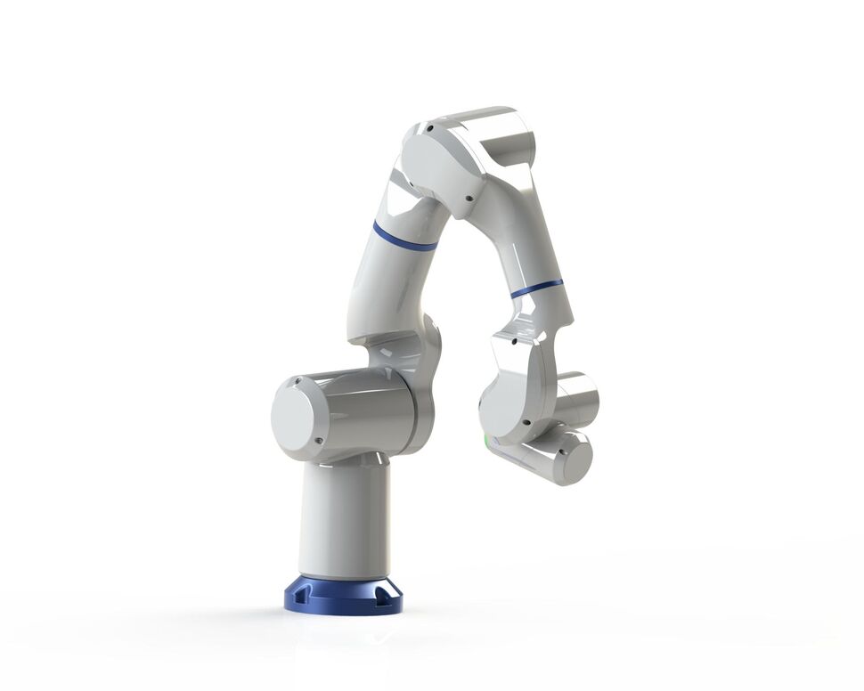 Large 7 axis PULSAR medical robot modular platform, approx. 1,4 m unfolded, aluminium foundries, examplary position 1