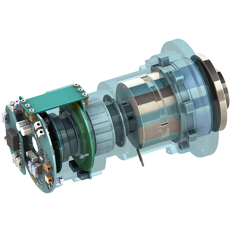 PULSAR modular robot joint made of steel and aluminum, providing built-in controllers and double breaks. No separate robot controller needed. Different sizes for different loads available.