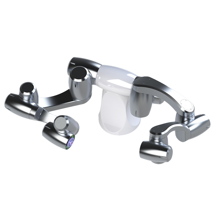 12 axis (or two times six axis due to two arms) PULSAR medical robot modular platform. Kinematic with two arms. Same controller for two arms guaranteeing a perfect synchronization. suitable e.g. for imaging applications.